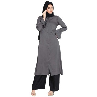 Long Kurti with bell sleeves- Grey